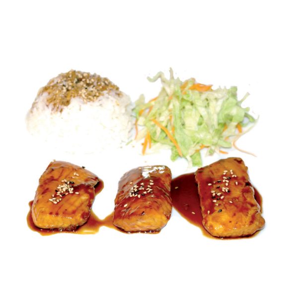 Sake Teriyaki con riso